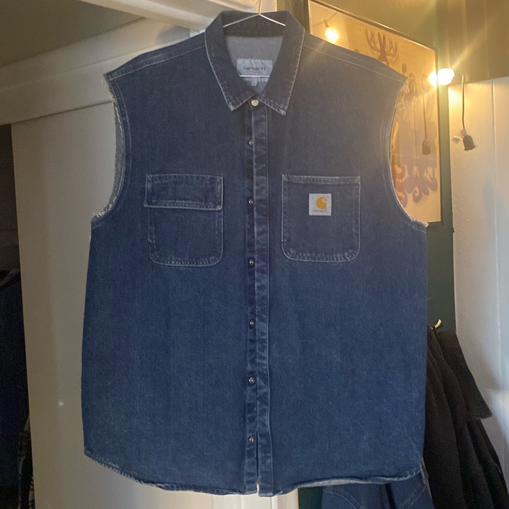 carhartt WIP cutoff denim shirt